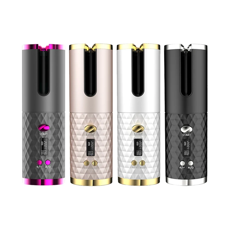 RICJ Private Label Professional USB Rechargeable Electric wave mini  Rotating  Ceramic Cordless Wireless Automatic Hair Curlers