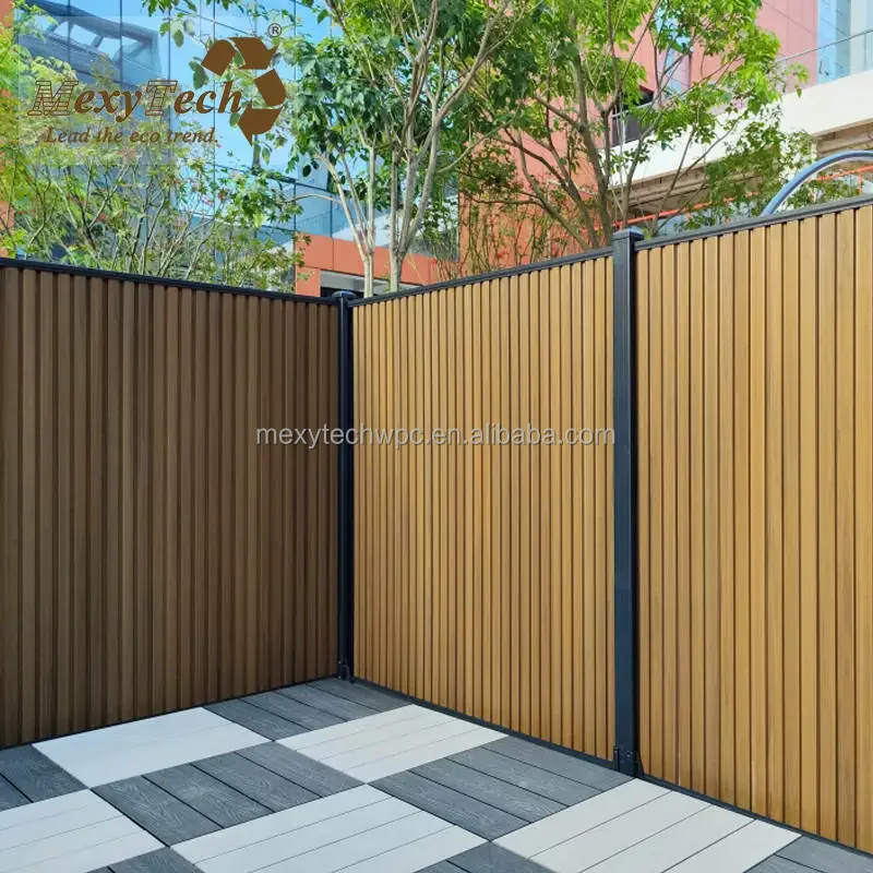 Decorative easy assemble outdoor park plastic wood fence exterior wpc fence panel for garden