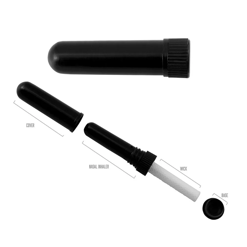 Stock Plastic Nasal Inhaler Tube Packaging Custom Printing PP DIY  White Black with Fiber Sticks 8X51MM