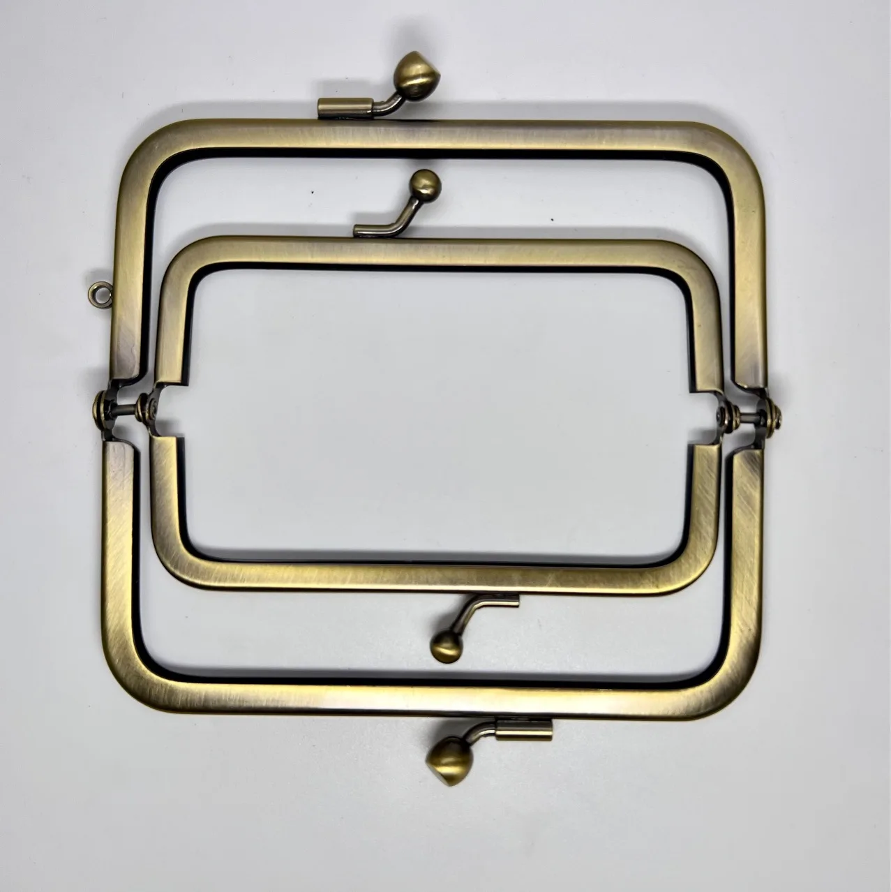 12*6cm Antique Brass Rectangular Vintage Metal Frame Double Handle Metal Beads Clasp Lock Bag Purse Frame