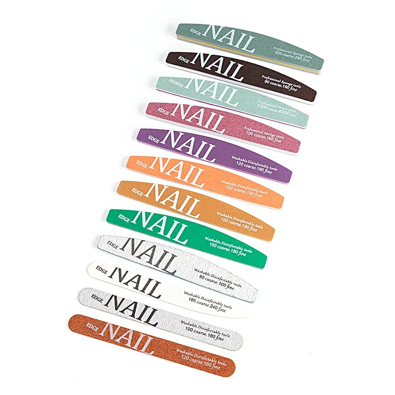 EDGE NAIL Print Pick Nail Up Professional Nail Files Coarse and Fine 12 pz Pack Kit Manicure with Display Box Set