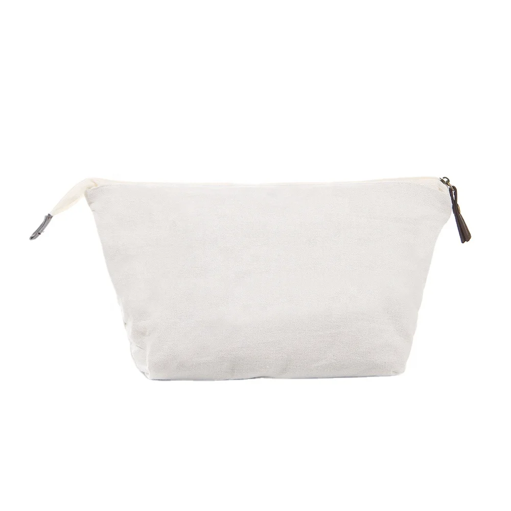 Wholesale Promotion Multipurpose Plain DIY Natural Make-Up Pouch Cotton Canvas Travel Toilet Cosmetic Bag with Zipper