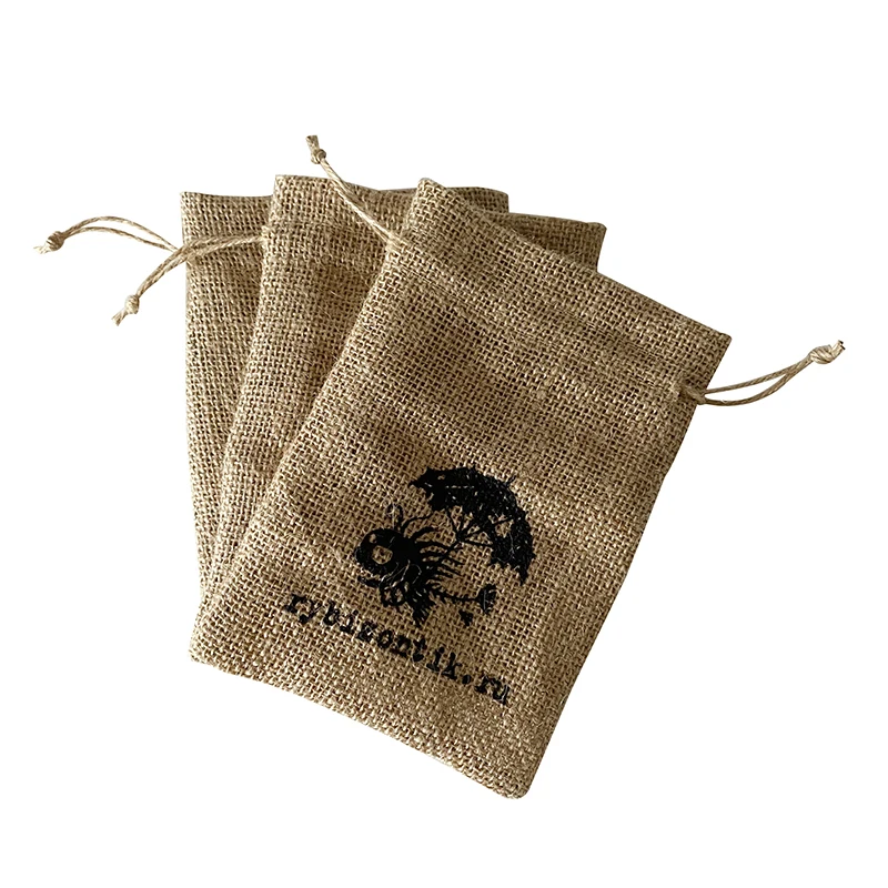 Custom Logo Acceptable Natural Burlap Honeycomb Bags drawstring Jute Bee bags