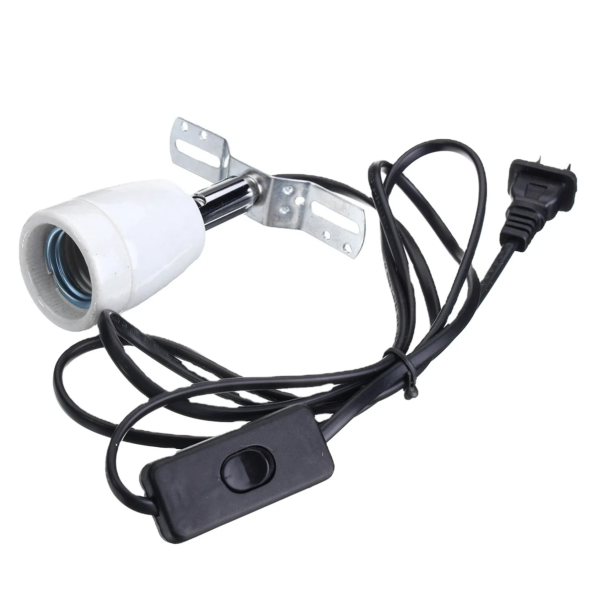Universal Head Ceramic Lamp Holder E27 400W Rotatable Ceramic Heating Bulb Base with Switch for UV Light Bulb Spot Lamp