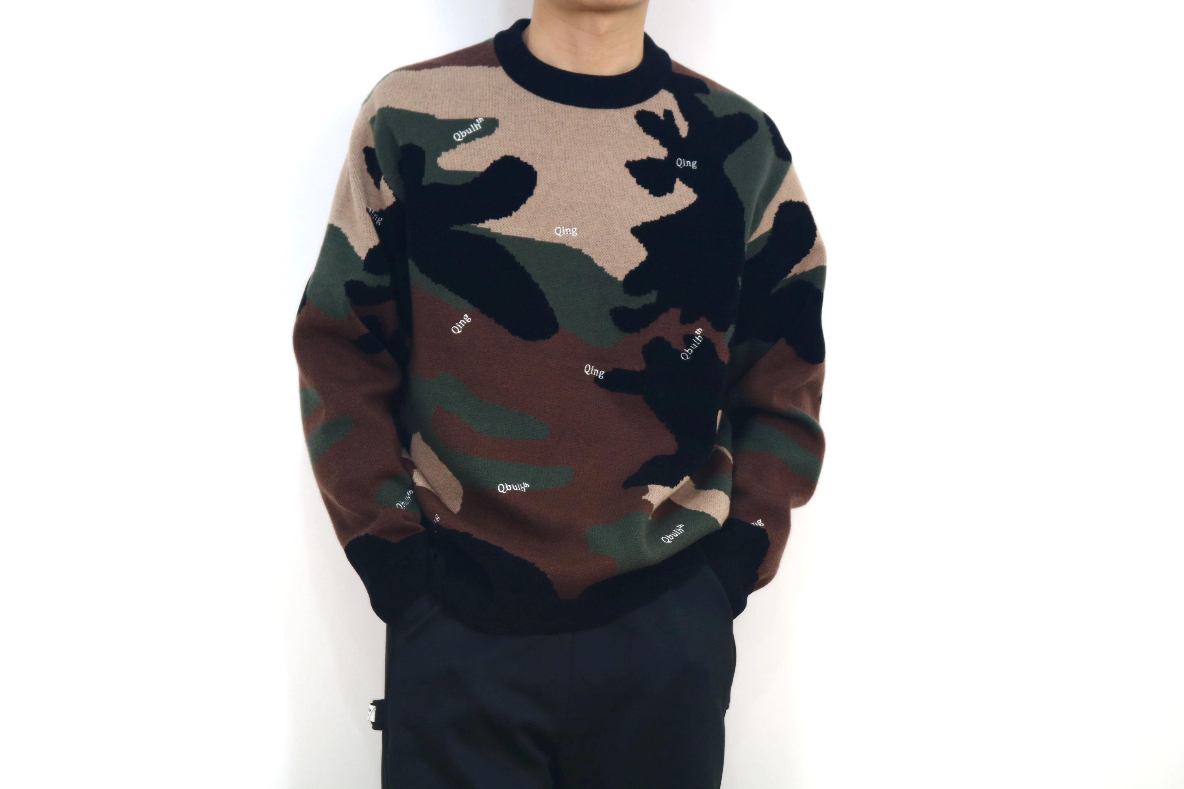 VSCOO hot sell military style wool long sleeve crew neck knitted pullovers sweaters mens