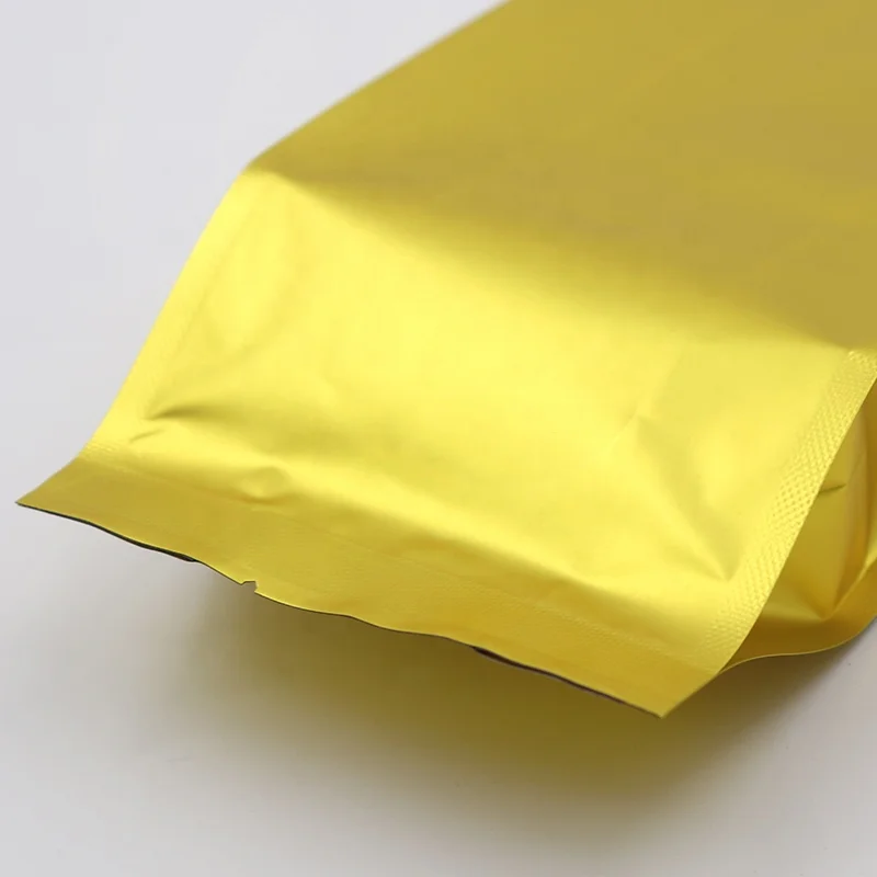 Custom-made food-grade environmentally-friendly material, four-sided sealed metal coffee bag with air vent valve and tin strip.