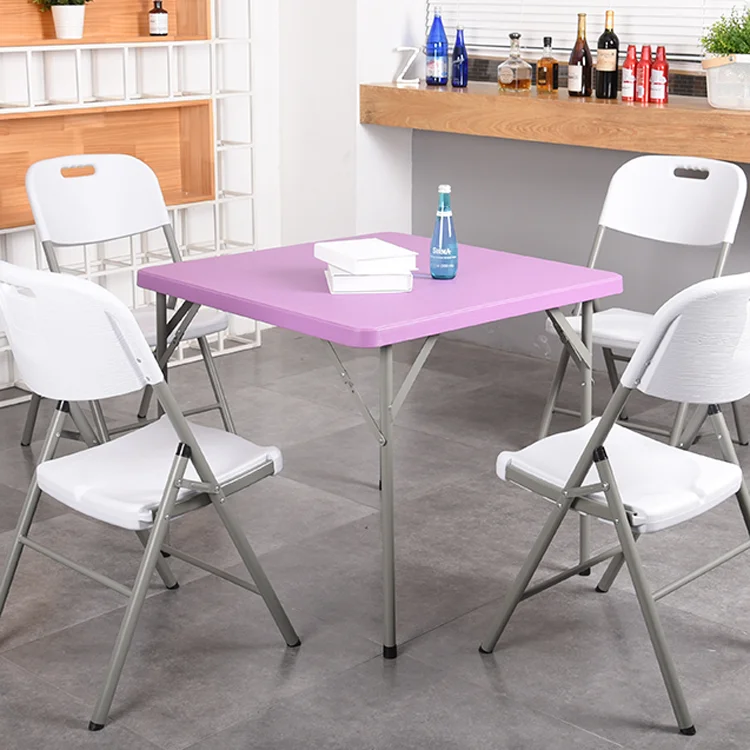Hot selling white blow molded HDPE outdoor simple folding table portable table square folding square table