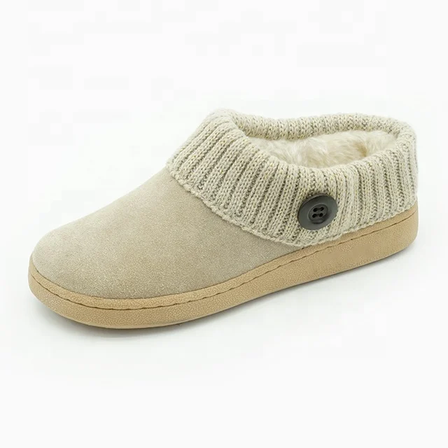 Warmlab Winter Warm Cozy knitted collar chunky garden clog slippers for women