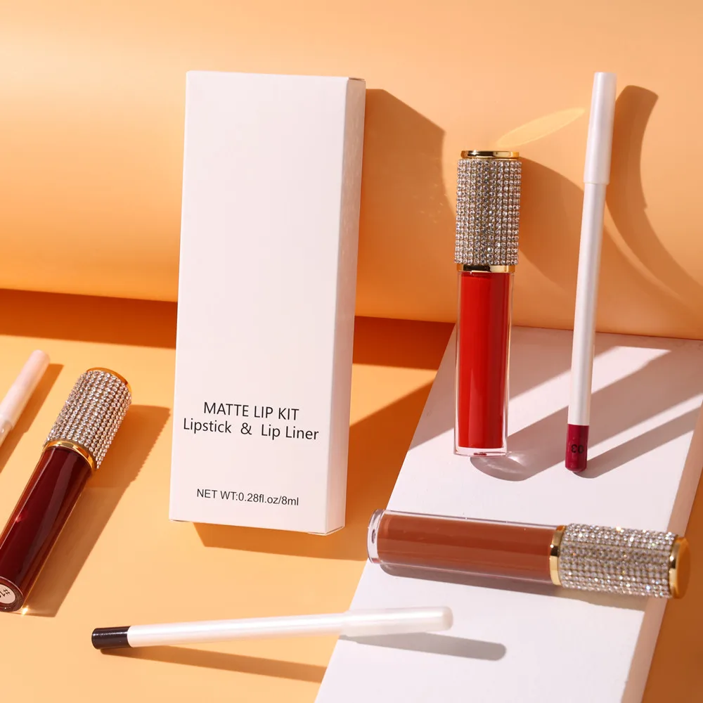 
New arrival rouge a levre mat long lasting matte liquid lipstick kit customizible matte lip liner lipgloss set 