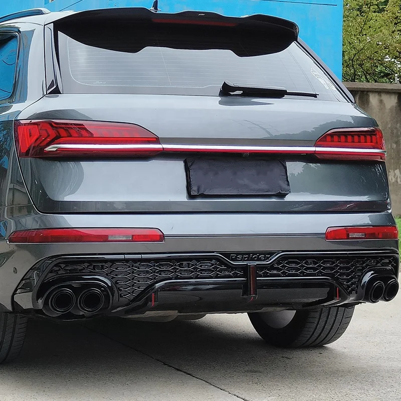 Аксессуары RSQ7 SQ7 черная губа заднего бампера с выхлопными трубами для Q7 диффузор