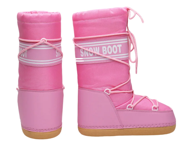 Customize Winter Skiing Space Boots Fashion Round Head Mid-tube Womens Snow Boots Thickened Lunar Shoes