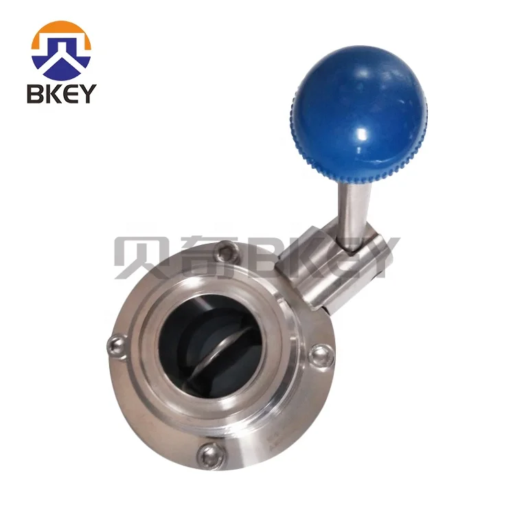 Best Price SS304/316L 3 or 4 Position Pull Handle Sanitary Butterfly Valve with Clamp Ends