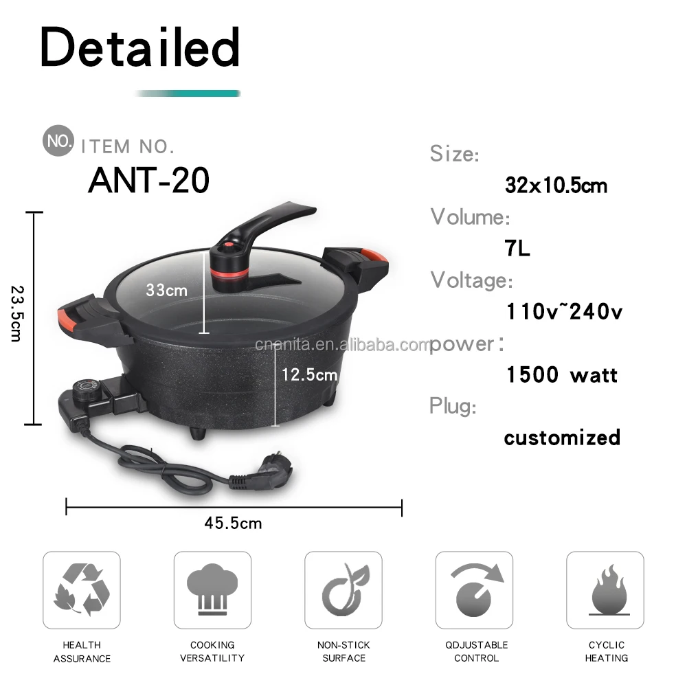 High Quality Low Pressure  Cooker  Home Indoor Smokeless non-stick coating Electric Cooker Wok