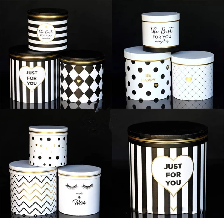 Hot sale factory direct wedding flower box valentine flower box round paper flower box
