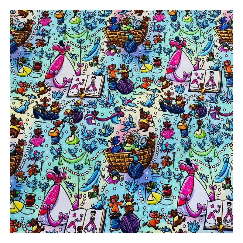 Heavy Weight Customized Cartoon organic cotton lycra fabric and organic cotton jersey knit fabric