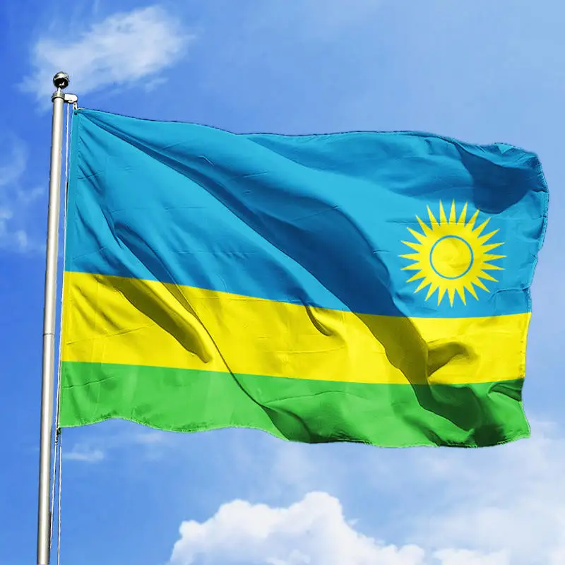 Huiyi Factory direct custom flag 100% Polyester Digital Printing Outdoor Country Flags of Rwandans 90*150cm