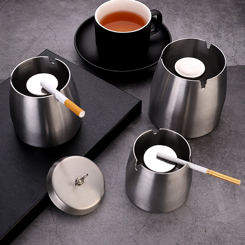 Cigar Ashtray Metal Ash Trays Covered Smell Proof Windproof Ashtrays