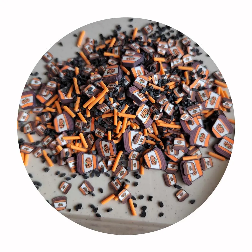 Hot Selling DIY Slime Supplies Filler Craft Christmas Coffee Cup Black Sesame Long Orange Candy Sprinkles Mixture Clay Slices