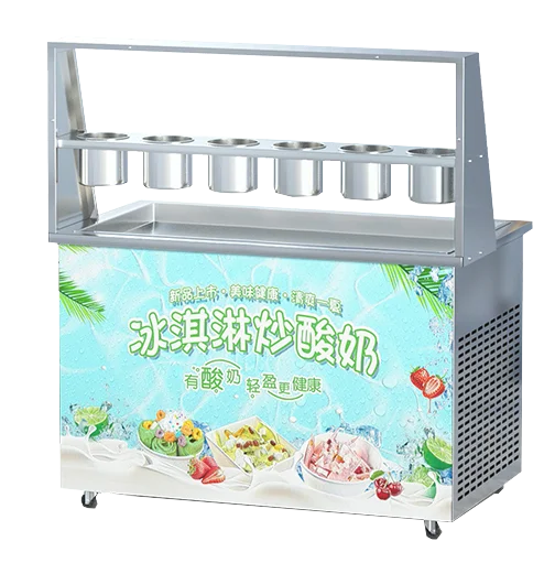 Ice cream rolls Thin cut fried yogurt machine Double pan single pan fried ice cream machine thick cut