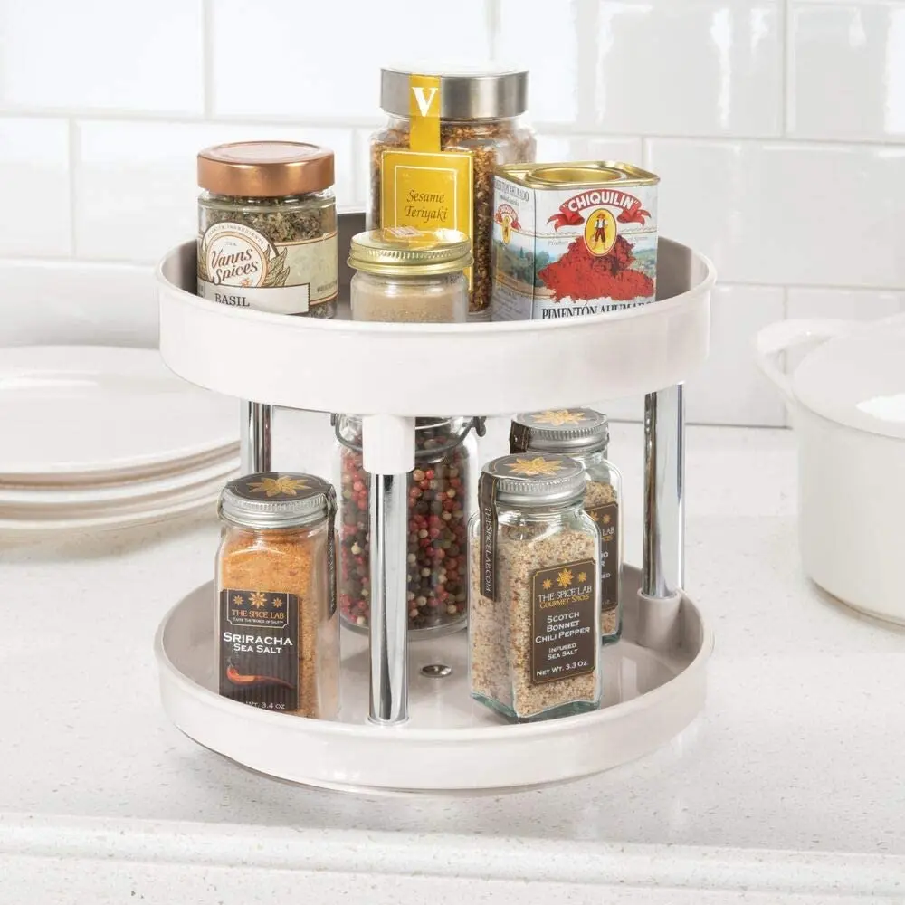 Suitable for cabinets, pantry, refrigerator, workbench, 2 floors Lazy Susan turntable food storage container