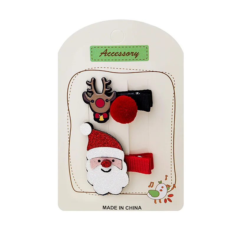 
MENGDODOU 2021 New Arrival Hair Accessories BB clip Christmas Cartoon Kids Clip for Christmas 