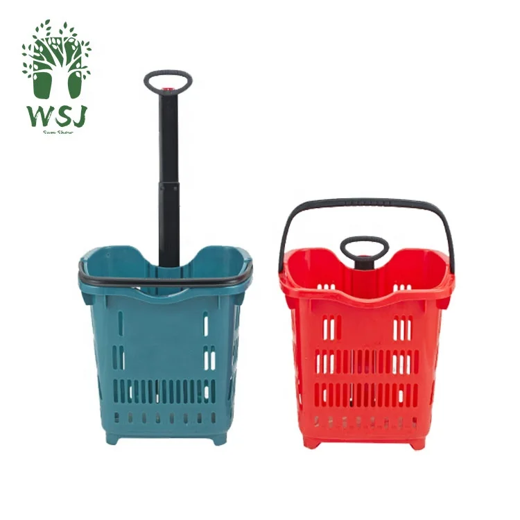  Home portable shopping food fruit carrying pp plastic basket with Metal