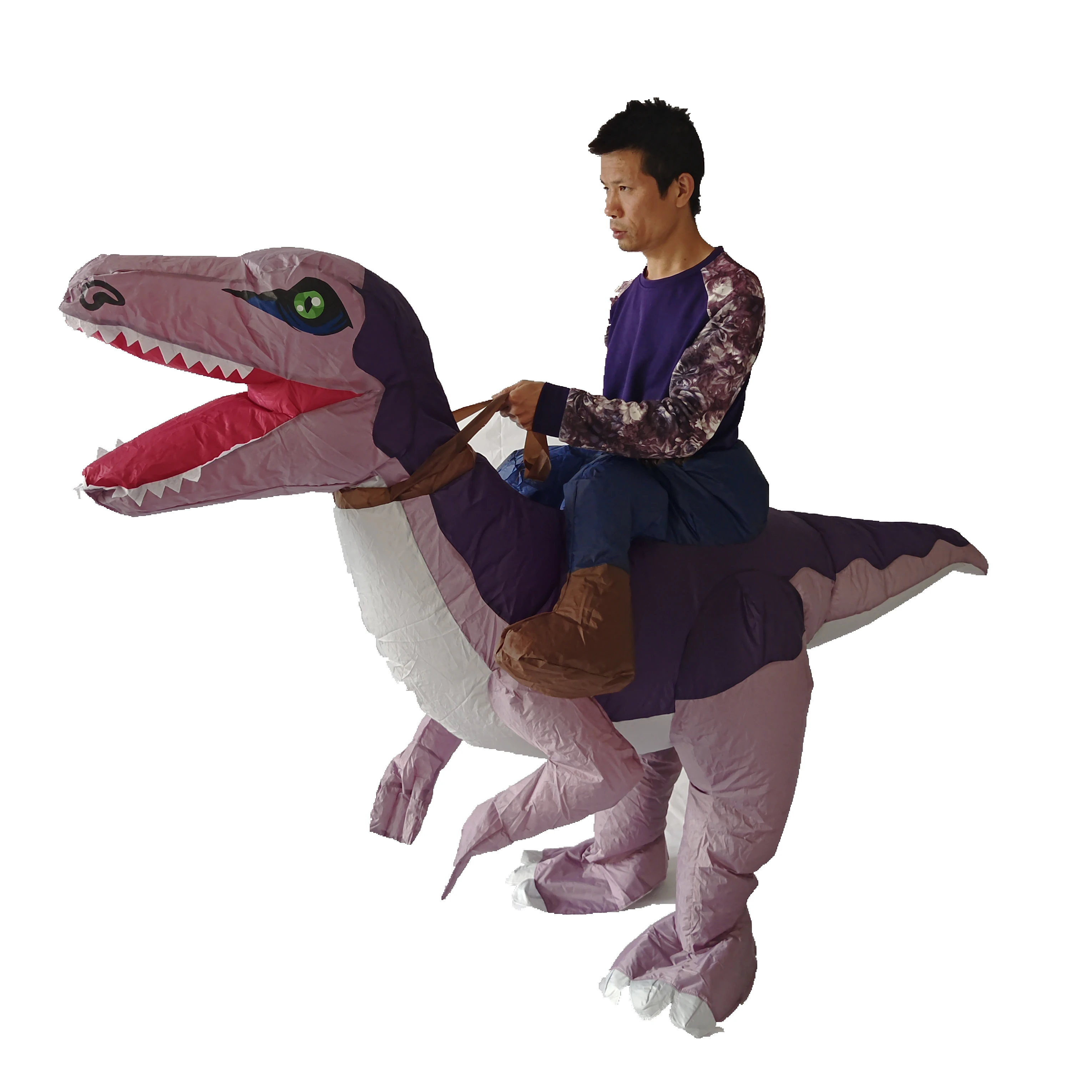 High Quality Inflatable Clothing Ride on Dilophosaurus Dinosaur Costume for Party Cosplay.