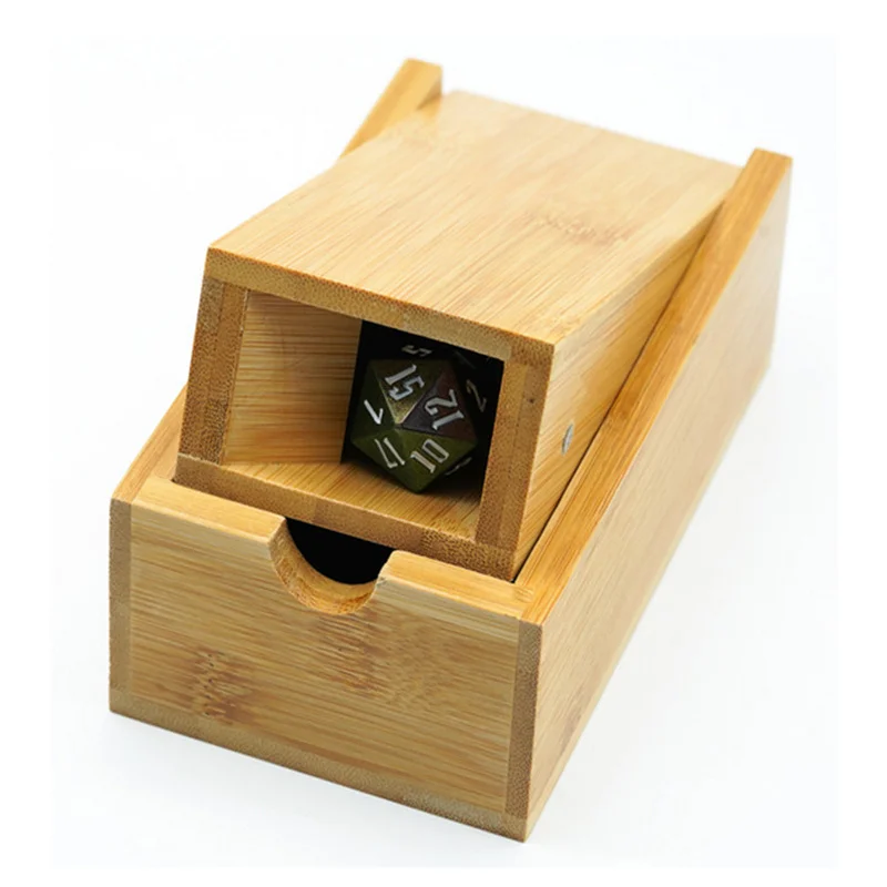 Udixi custom logo dnd bamboo wood dice tower and tray