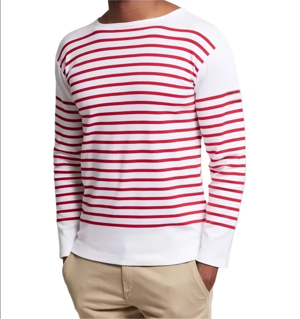 Black White Stripes Long Sleeve men Fashion Tshirt 100 Cotton Crew Neck Wholesale Bulk Small Minimum T Shirt