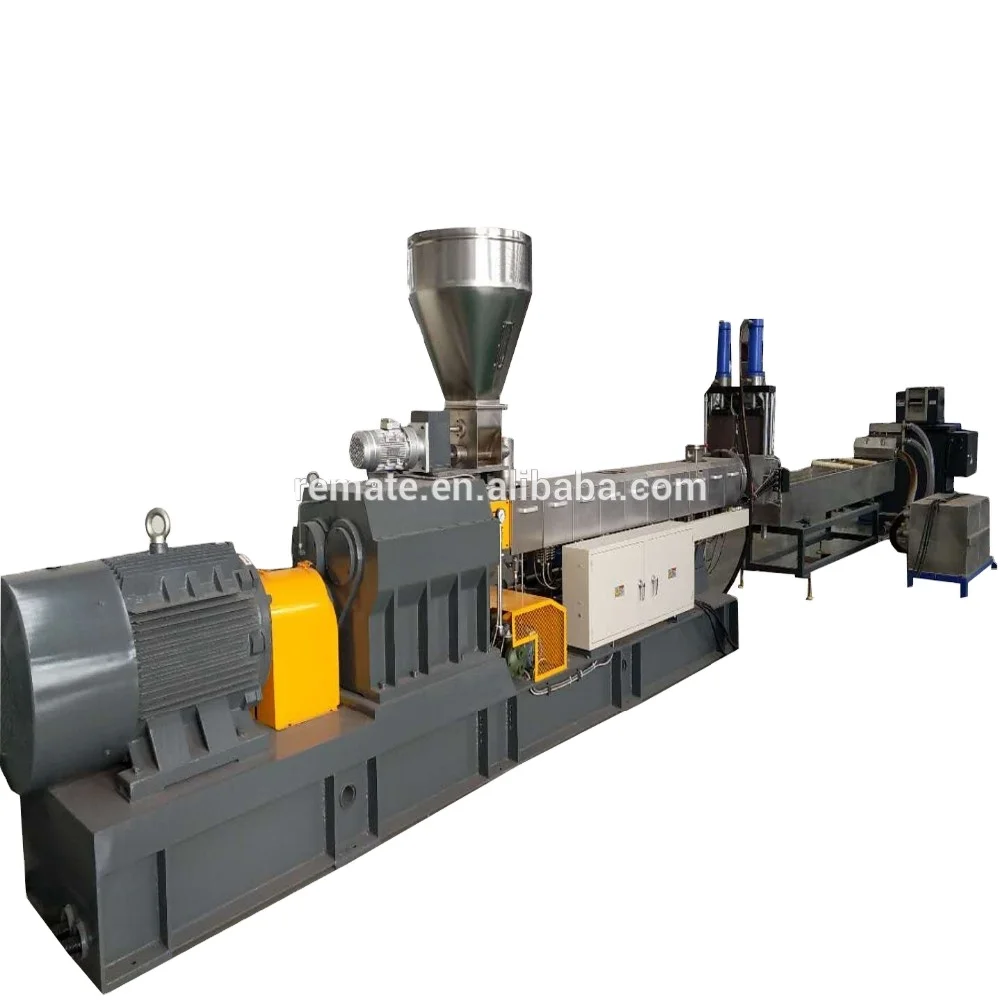 
800kg plastic PET beverage bottle flakes twin screw extruder and pelletizer line and machine from remate 