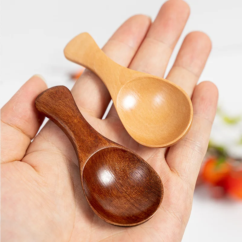Hot Selling Wholesale Wooden Short Handle Dessert Ice Cream Coffee Tea Milk Powder Jam Mini Wood Spoons
