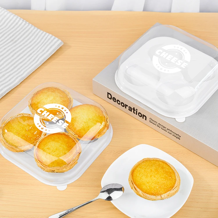 Wholesale bakery packaging box dessert cake  roll cut transparent white box