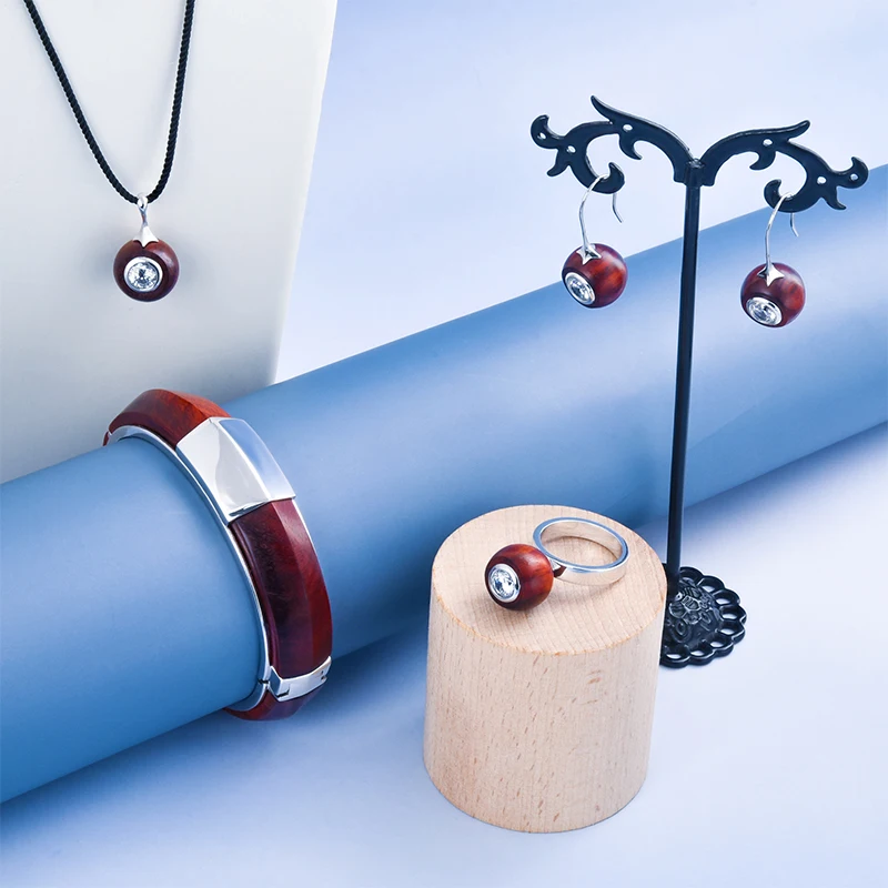 ChinChin Jewelry Long Stud Earrings Trendy Hawaiian Bohemian Vintage Style Geometric Wood Brass Zircon Wedding Banquets Gifts