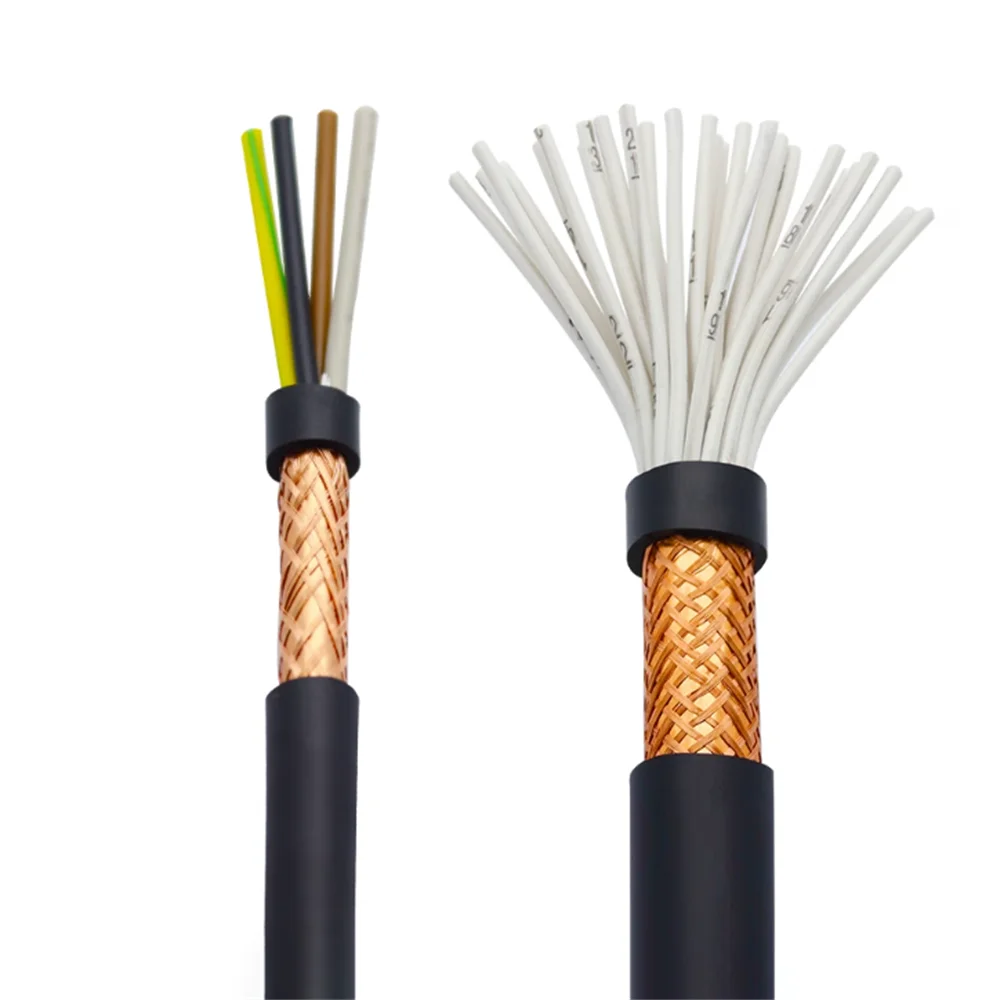 Multi Core Flexible Armoured Signal Wire, RVVP Shielded Cable 2/3/4/5/6/7/8/10 Cores Bare Copper PVC Insulated Control Cable