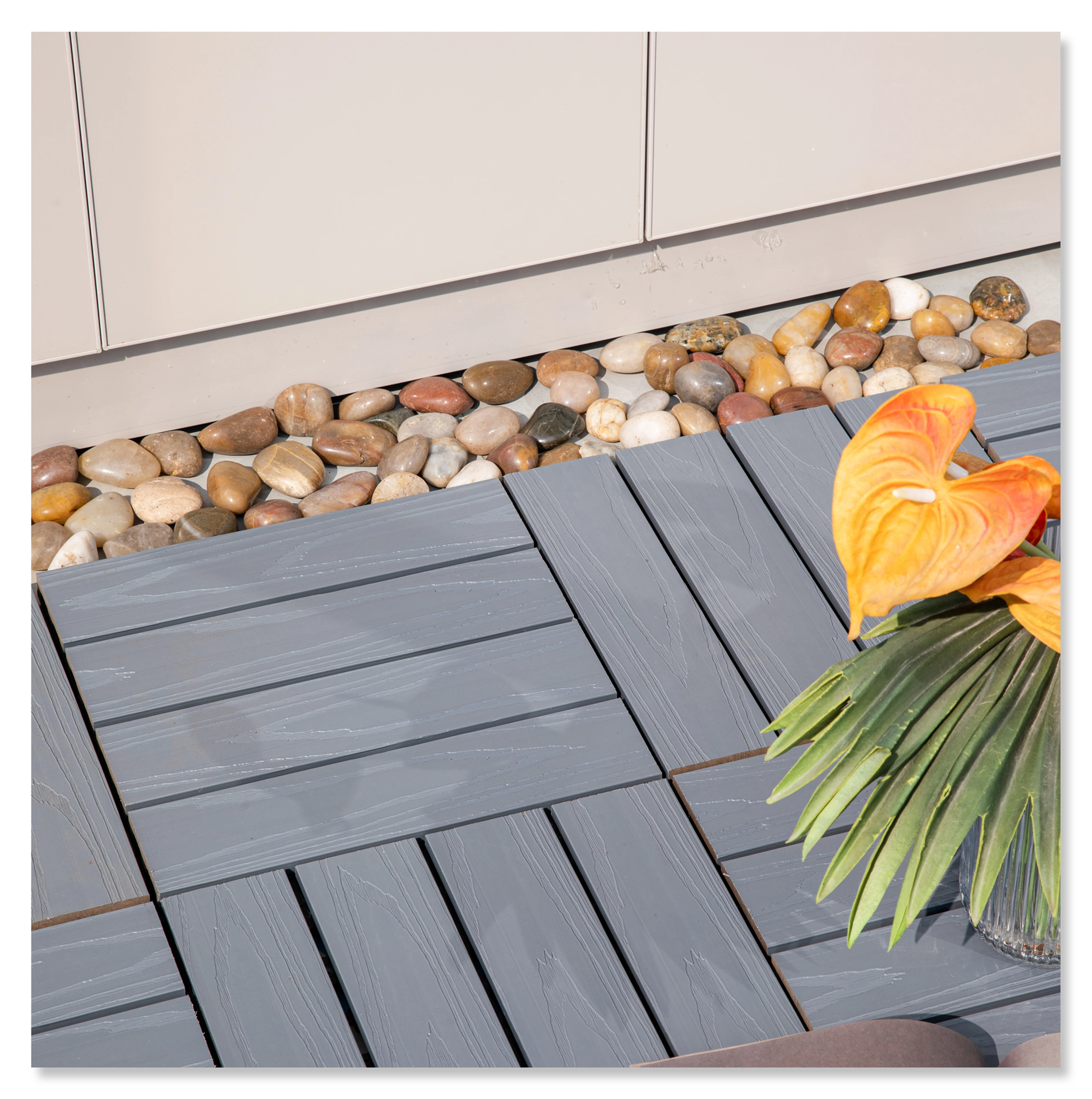 Wholesale price for China OEM manufacture wood plastic composite patio deck tiles WPC diy decking