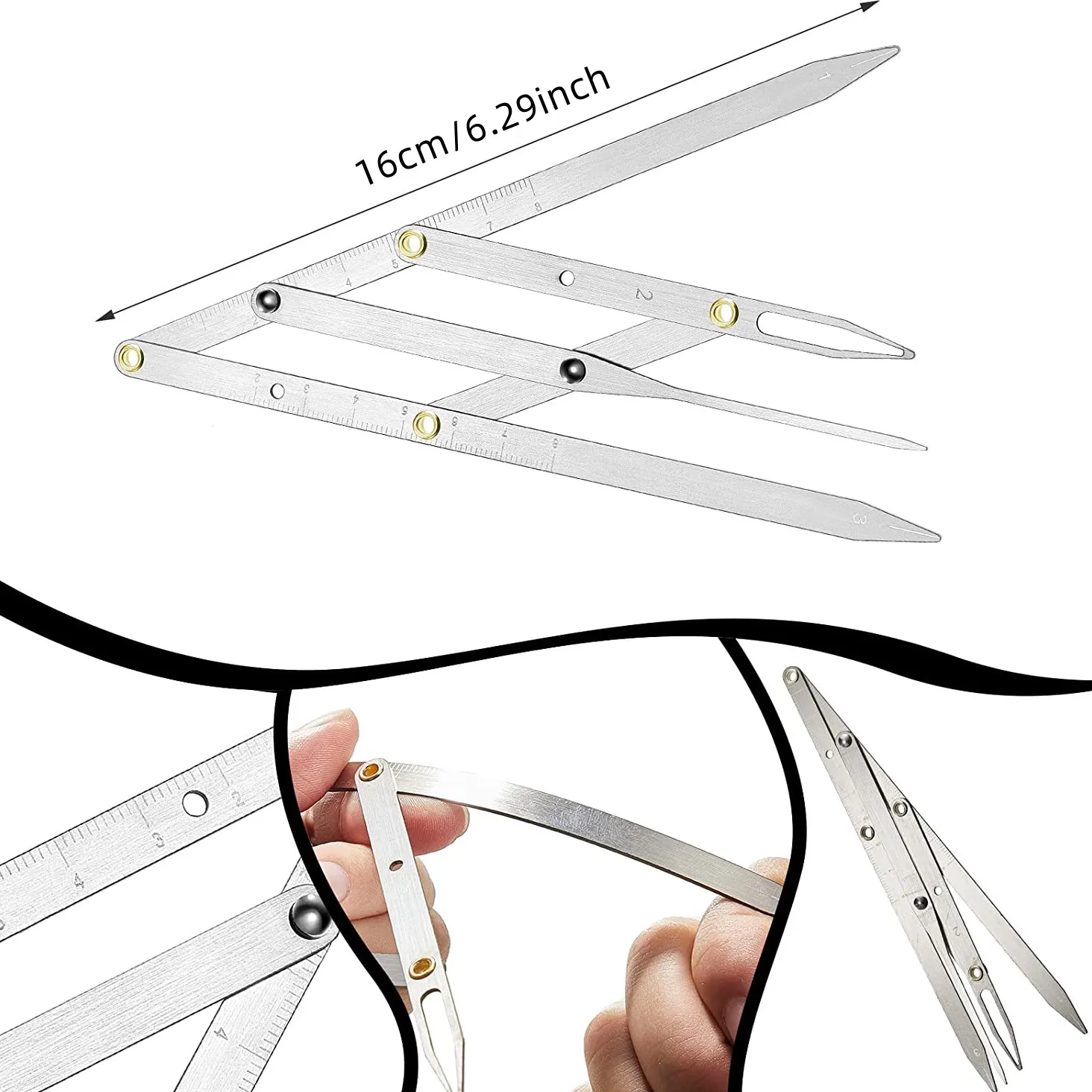 Permanent Makeup Eyebrow Microblading Stencil Ruler, Stainless Steel Golden Ratio Eyebrow Divider Ruler