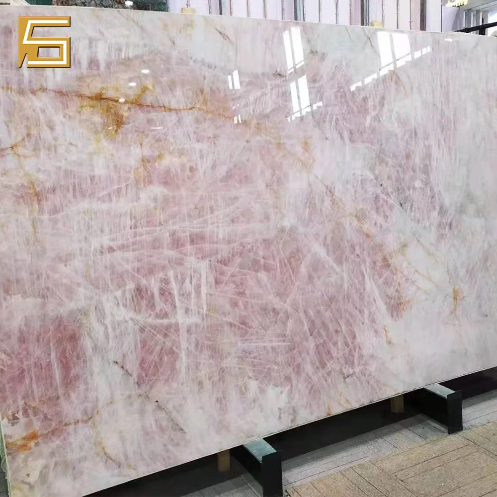 Natural Pink Quartzite Slabs New Shades Decorate Pink Dream Girl Marble Onyx  For  Indoor Wall  Floor Tiles