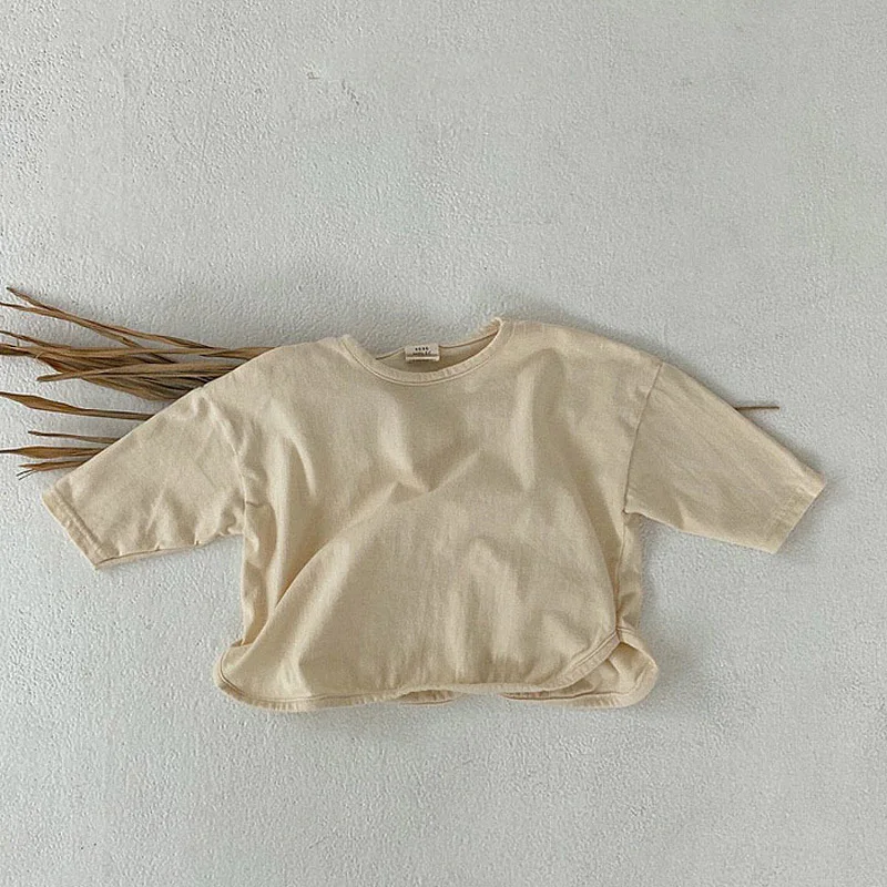Fashion Autumn Baby Girls T-shirts Solid Cotton Boys Sports Long Sleeve Tops Tees Children Infant Clothes Spring Korean Clothing