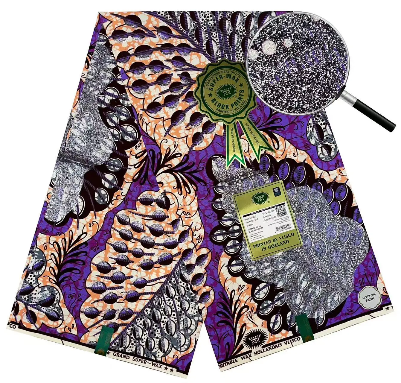 2025 nigeria grand wax 100% cotton super glitter wax african fabrics Golden Shining Cotton Fabric Textile For African Pagne