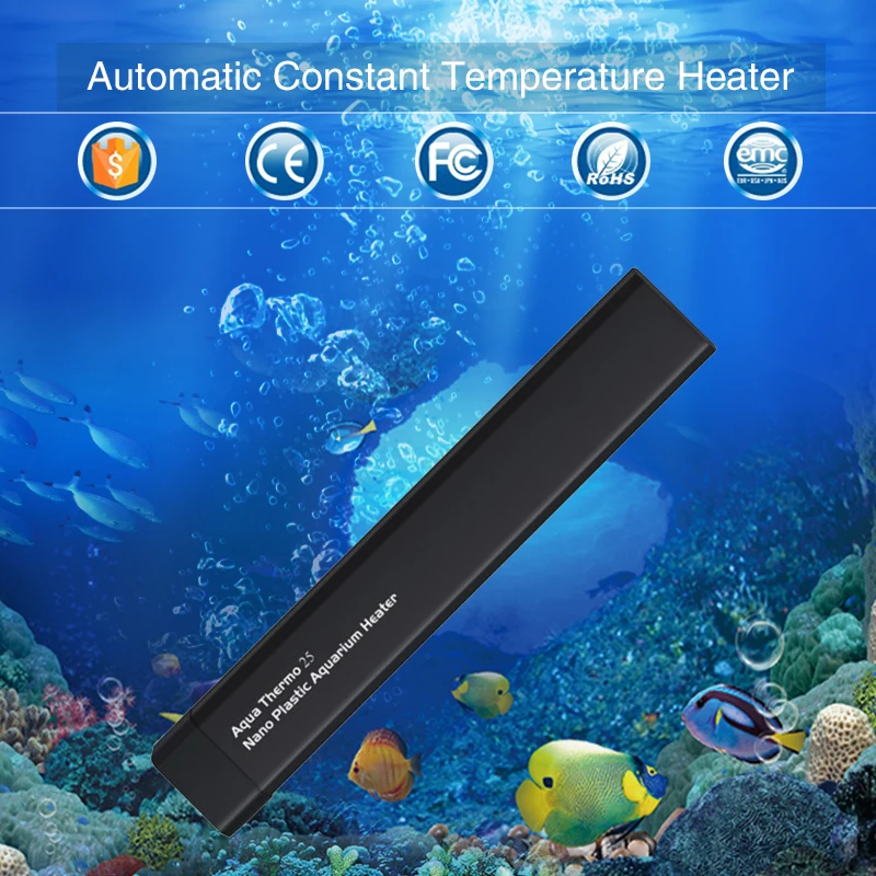 GAKO HT-10 Automatic Mini Heater for Aquarium 10W solid black ughin material scald prevention