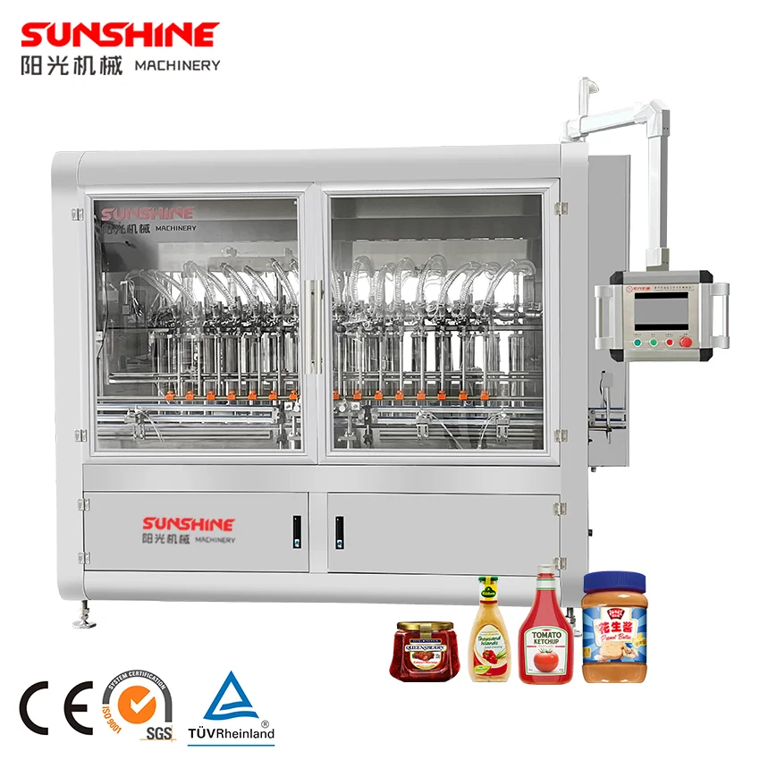 Easy washing Automatic chili sauce bottle jelly fruit jam jar filling machine production line