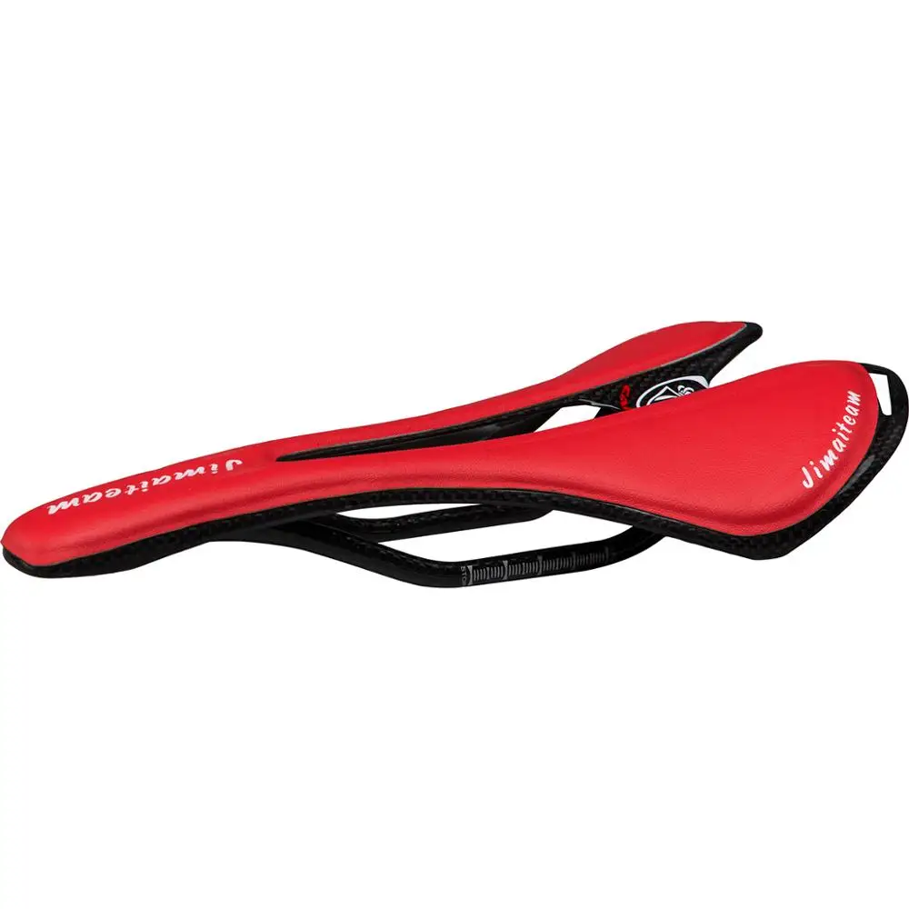 JIMAITEAM 121g high strength red glossy/matte half-wrapped leather carbon road bike saddle