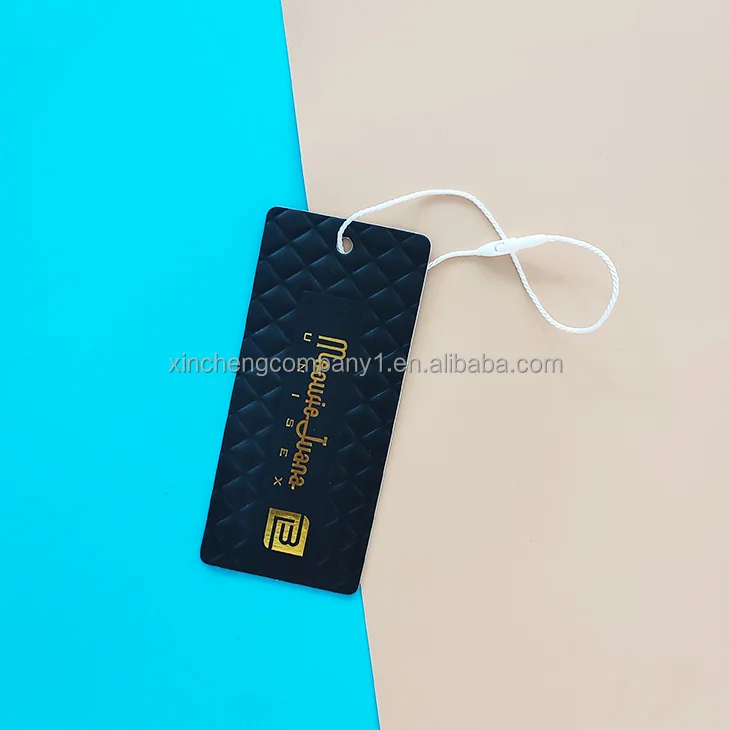 Luxury thick paper custom made garment hangtag swing hang tag rope Embossed label clothing accessories price tag