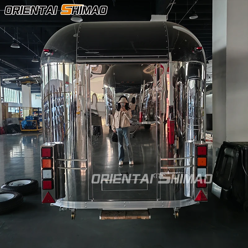 hotdog Airsream cart restaurant fast food kiosk stand trailer food prep equipment empty snack food truck trailer