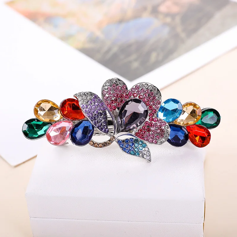 Wholesale Fashion Metal Hair Accessories Clip Ladies Hair Clips Bling Glitter Women Rhinestone Hair Clip