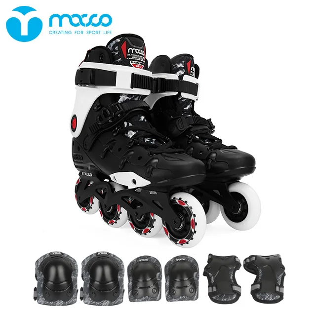 MACCO professional inline skate hard shell senior beginner Youth roller skates HR- Black yellow