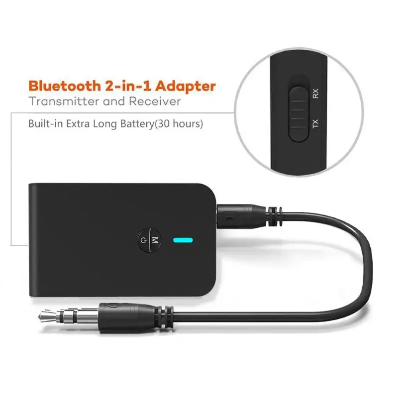 BT-6 5.0 Transmitter Receiver 2 In 1 Audio Wireless Adapter Low Latency for Car TV PC Speaker Headphone 3.5MM AuX