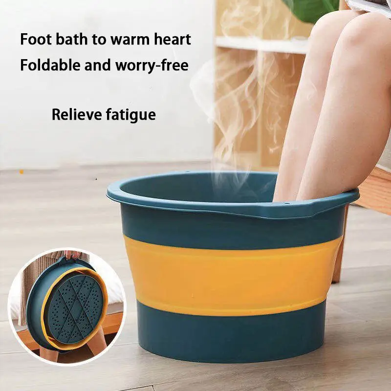 Collapsible Foot Soaking Bath Basin Foldable Plastic Rubber Bucket Foldable Foot Bath Spa Tub
