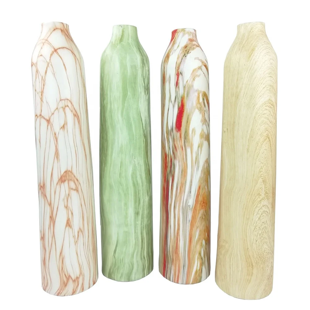 hydro printing large chinese ceramic cylindrical decoration flower vase