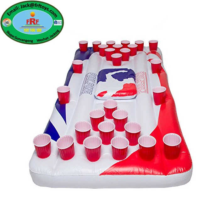 Swimming Pool Party Game Inflatable Pool Beer Pong Pool Float Mattress Table with Ice Cooler